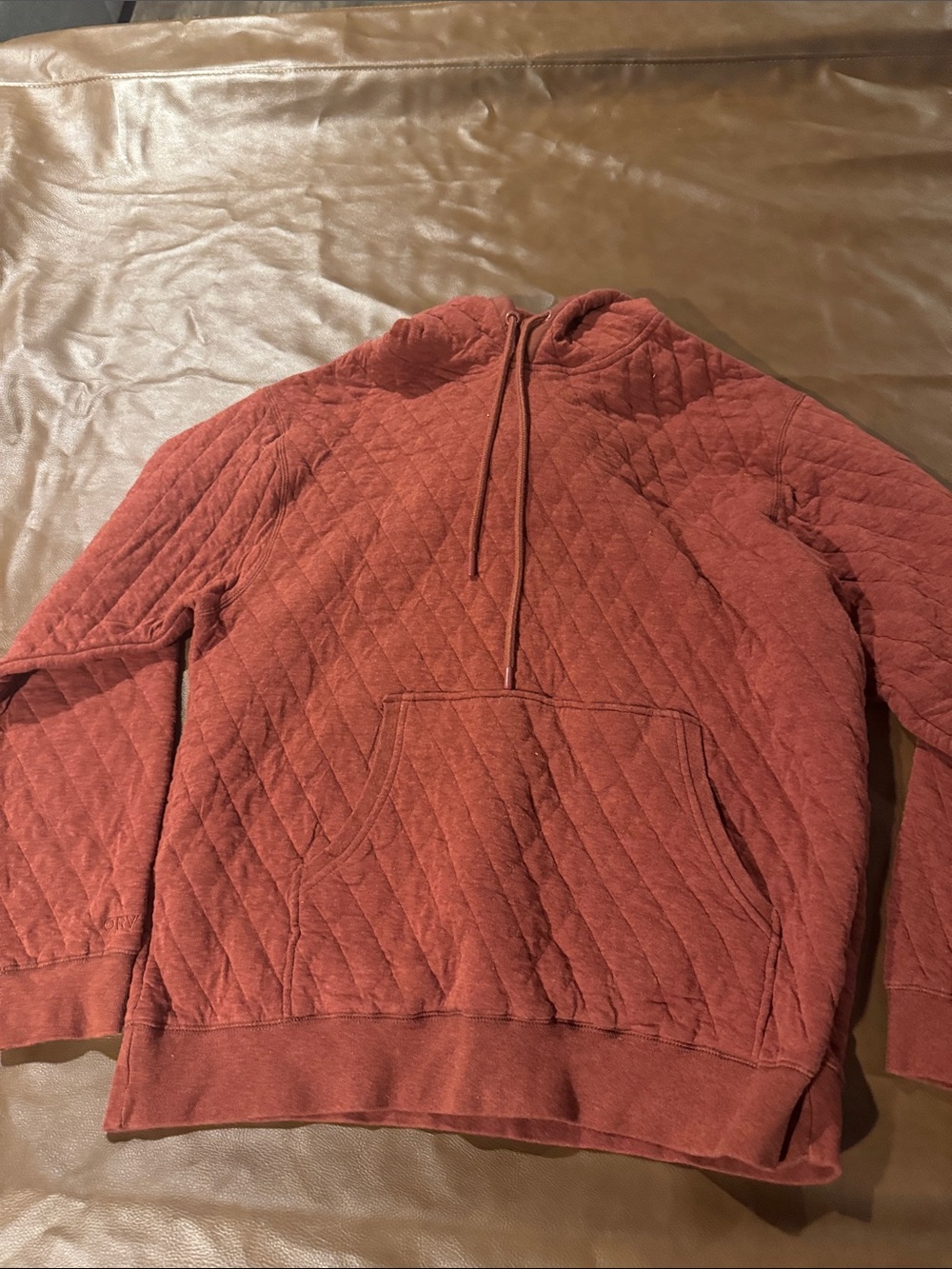 Orvis Quilted Hoodie in Rust | Size Large